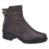 Bota Coturno Feminino Sola Borracha 4cm - Couro Café / Nobuck Café