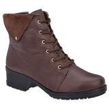 Bota Coturno Feminino Sola Borracha 4cm - Couro Pinhão / Nobuck Pinhão