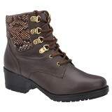 Bota Coturno Feminino Sola Borracha 4cm - Couro Café / Cobra Café