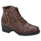 Bota Coturno Feminino Sola Borracha 4cm - Couro Pinhão/ Onça