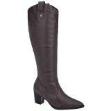 Bota Social opção Panturrilha Sob Medida para Perna Grossa Salto 6cm - Couro Café