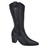 Bota Social opção Panturrilha Sob Medida para Perna Grossa Salto 6cm - Couro Preto