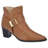 Bota Cano Curto Social Country Salto 6cm - Couro Caramelo
