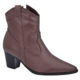 Bota Cano Curto Social Country Salto 6cm - Couro Pinhão