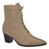 Bota Cano Curto Social Country Salto 6cm - Couro Taupe