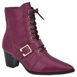 Bota Cano Curto Social Country Salto 6cm - Couro Merlot