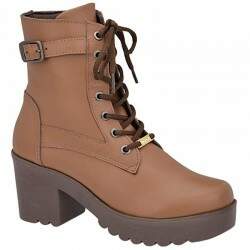 Bota Coturno opção de sola Preta ou Café Salto 6cm - Whisky