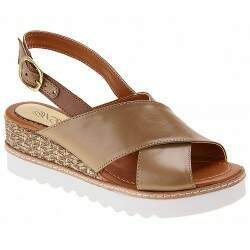 Sandália Comfort Salto Anabela 5cm - Tan/ Cacau