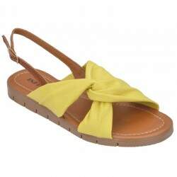 Sandália Comfort opção de Tamanhos Grandes - Napa Amarelo/ Veneto Conhaque