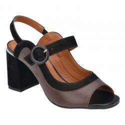 Sandália Social Salto 8,5cm - Veneto Brown/ Nobuck Preto