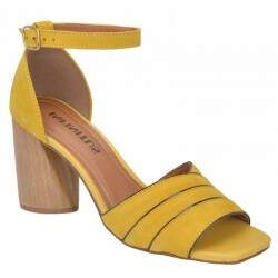 Sandália Social Salto 8,5cm - Nobuck Mostarda