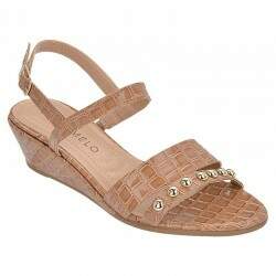 Sandália Salto Anabela 4,5cm - Croco Capri Tan