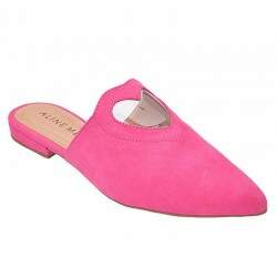 Mule Sapatilha Saltinho 1cm - Camurça Fuchsia