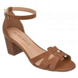 Sandália Verão Salto Baixo 6cm - Napa Caramelo/ Salto 8715