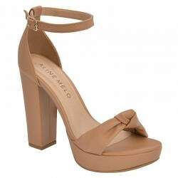 Sandália Meia Pata Salto Grosso 11,5cm - Napa Like Tan