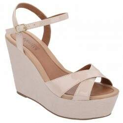 Sandália Salto Anabela 11cm - Verniz Gelo/ Cepa Sant. Gelo/ Estampa 620
