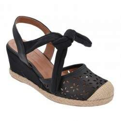 Sandália Salto Anabela 6,5cm - Juta Verão/ Santorine Preto/ Lona Preta/ Cepa Lona Preta/ Corda Natural