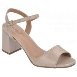 Sandália Verão Salto Grosso 7cm - Verniz Molhado Porcelana