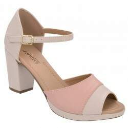 Sandália Plataforminha Salto Grosso 7,5cm - Santorine Gelo/ Santorine Rosa San/ Santorine Gelo
