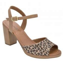 Sandália Plataforminha Salto Grosso 7,5cm - Java Bistrô/ Torun Tan