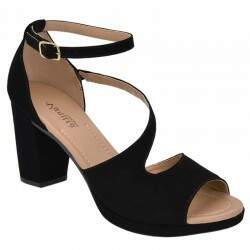 Sandália Plataforminha Salto Grosso 7,5cm - Nobuck Liso Preto