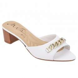 Tamanco Mule Comfort Salto 4cm - Couro Branco