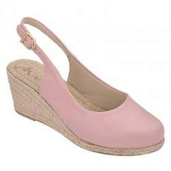 Sandália Salto Anabela 6cm - Couro Rose