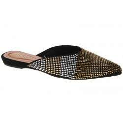 Mule Sapatilha Saltinho 1cm - Sued Preto