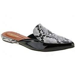Mule Sapatilha Saltinho 1cm - New Indiana Preto/ Olímpia Branco