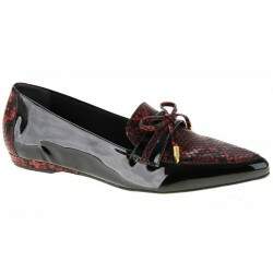 Sapatilha Social Saltinho 1cm - New Indiana Preto/ Olimpia Scarlet