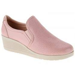 Sapato Fechado Anabela Comfort Salto 4cm - Np. Vegetal Rose/ Perfurado