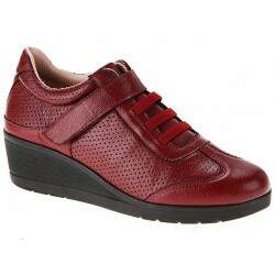 Sapato Fechado Anabela Comfort Salto 4cm - Np. Fior Rio Red/ Perfurado