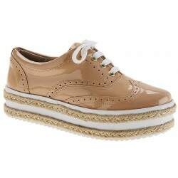 Sapatênis Feminino Plataforma 4cm - Verniz Nude
