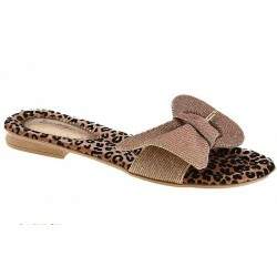 Sandália Rasteira Festa Saltinho 1cm - Glitter Bronze