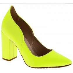 Scarpin Salto Grosso ou Fino 7cm - Neon Lima