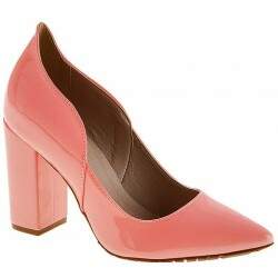 Scarpin Salto Grosso ou Fino 7cm - Neon Laranja