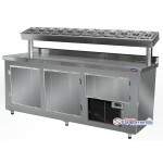 Balcão Condimentadora Inox 2,50 Mts com 14 Cubas de 1/3 - Klima