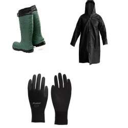 COMBO - Capa de Chuva Forrada + Bota Baspan Nutica + Luva Multitato 