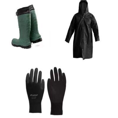 COMBO - Capa de Chuva Forrada + Bota Baspan Nutica + Luva Multitato