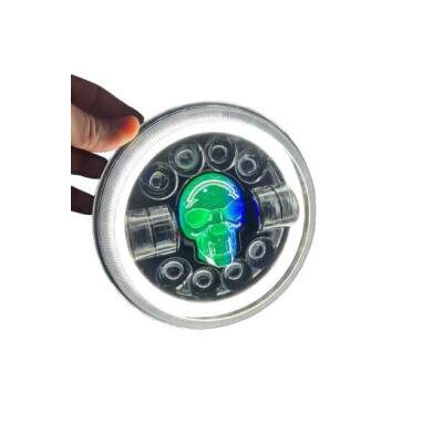 Par Farol Led Angel Eyes 7 Polegadas Caveira RGB