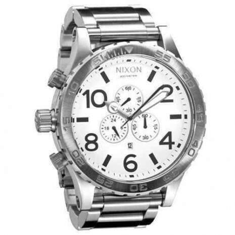 Relgio Nixon 51-30 Chrono White - Prata Com Fundo Branco