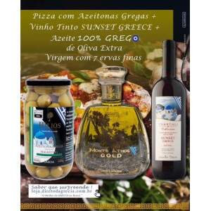 COMBO MEDITERRNEO: AZEITONAS HALKIDIKI + AZEITE GREGO MONTE ATHOS GOLD + VINHO TINTO GREGO