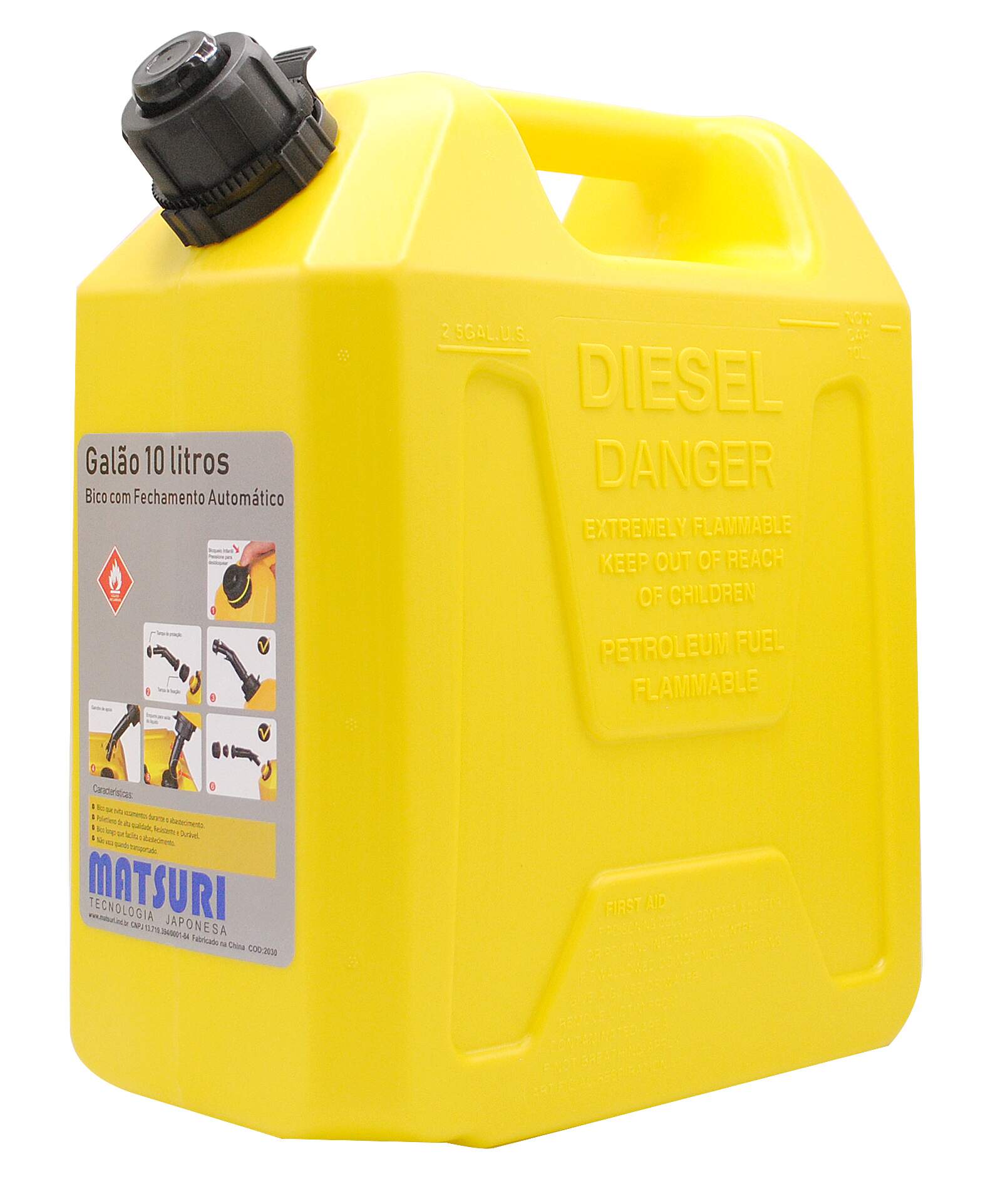 Galão de Combustível 10 Litros - Amarelo - MONTANA IMPORT