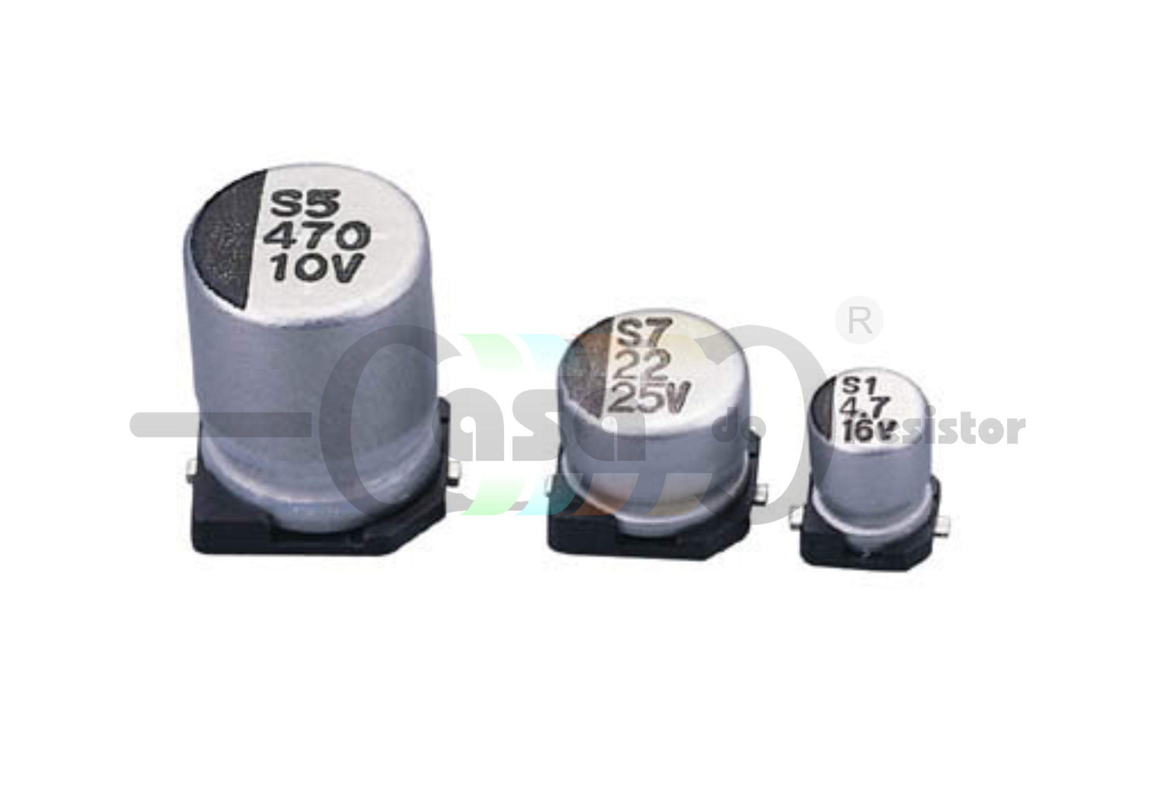 Capacitor Eletrolitico SMD 470uF - 16V Diametro 8mm - Altura 10mm