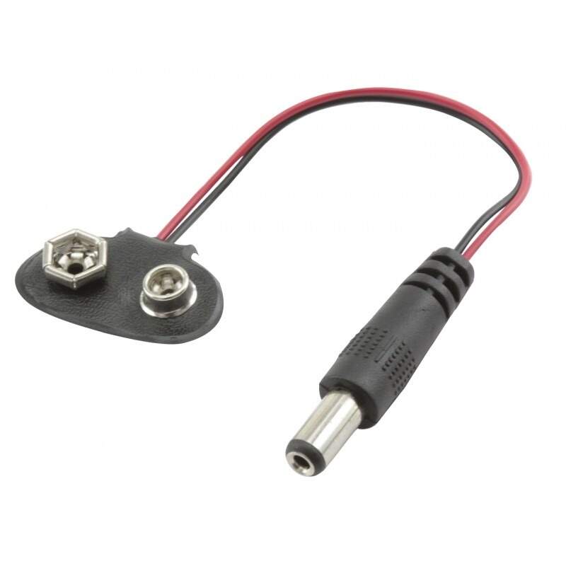 Conector para bateria de 9V com Plug 2.1 x 5,5mm