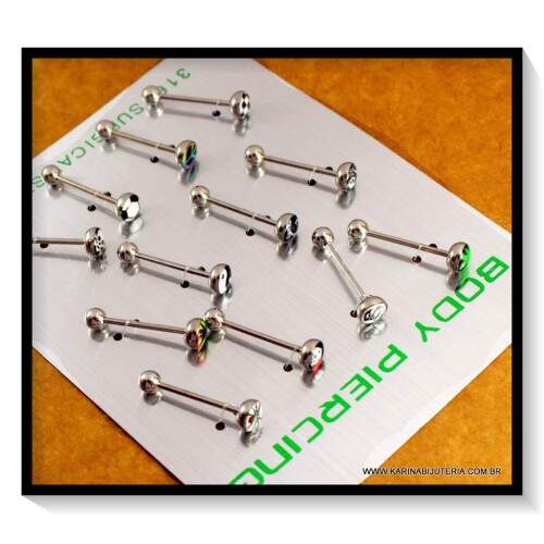 Piercing Cartela Com 12 Peas Prata 2,5 CM smbolos PI2241