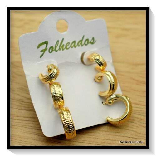 Trio De Brincos Folheados M2 FO242