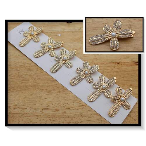 Bico De Pato Em Strass E Perola PCT Com 6 PCS CA3764