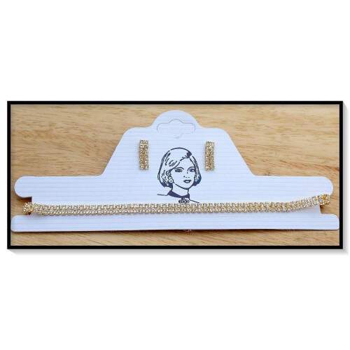 Chocker Com 2 Carreira de Strass + Par De Brincos CO2024