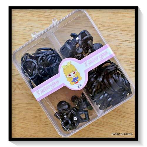 Kit Acessrio Com Mini Piranha E Elsticos Infantil Black LI4523